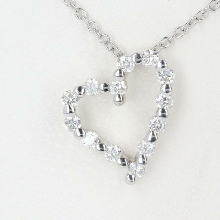 楽天市場】K18WG ダイヤモンドハートネックレス D0.25ct 約40cm/1.9g  