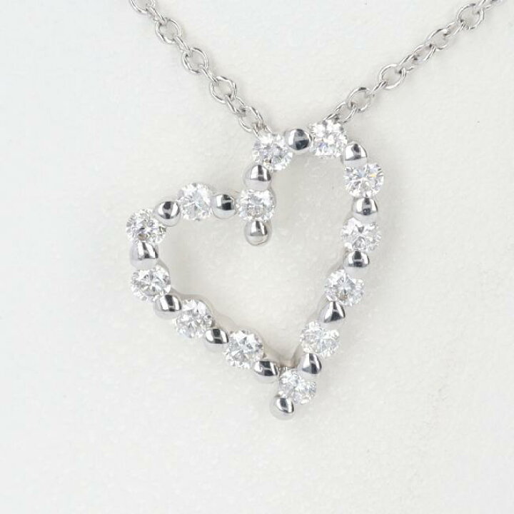 楽天市場】K18WG ダイヤモンドハートネックレス D0.25ct 約40cm/1.9g 