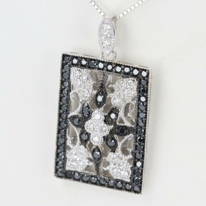 楽天市場】K18WG ブラックダイヤモンドネックレス BD0.55ct/D0.22ct 約 