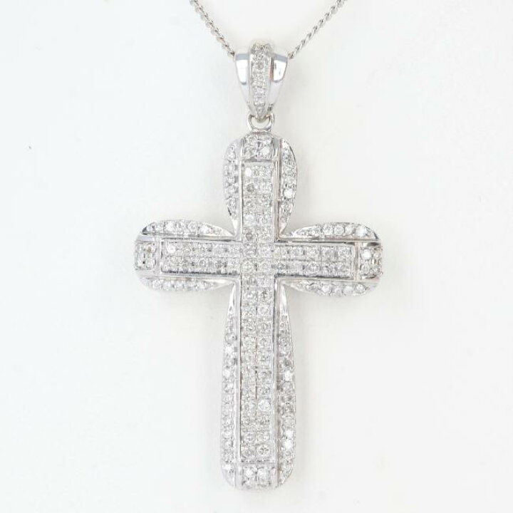 楽天市場】K14WG ダイヤモンドクロスネックレス D11.7ct 約50cm/約1.7g 