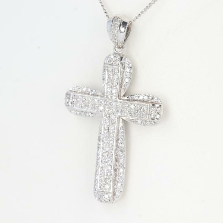 楽天市場】K14WG ダイヤモンドクロスネックレス D11.7ct 約50cm/約1.7g  