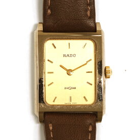 N【RADO】 ラドー　ダイヤスター　クォーツ時計 153.0396.3　 ゴールドカラー×ゴールドカラー文字盤　ステンレス×レザー　腕回り約13.5～17.5cm　ベルト×ブラウンレザー（社外）　　レディース　 かんてい局那須塩原店 3100213-9n