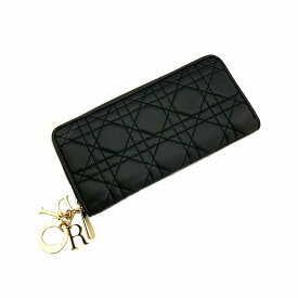 O【Dior】 【ディオール】 ラウンドファスナー長財布　レディディオール　ヴォワヤジュールウォレット　S0007　OMJ　M900　 レディース　ブラック　黒　箱、布袋付き　かわいい　中古【かんてい局小山店】t25-1218o-t