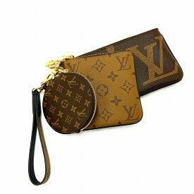 o 【LOUIS VUITTON】ポシェット・トリオ　M68756　モノグラムジャイアントリバース　ブラウン　ポーチ　コインケース　セット 　レディース　女性　メンズ　男性　茶色　お洒落　【ルイヴィトン】【質屋かんてい局小山店】31012189318-22o-h