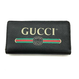 N【中古】【GUCCI】グッチ　ラウンドファスナー長財布　496317　レザー　ブラック　ブランド財布　メンズ財布　レディース財布　ヴィンテージロゴ　質屋かんてい局那須塩原店★R2502729