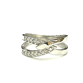 N【K18WG】ダイヤリング　750　18金　ホワイトゴールド　アクセサリー　レディース　指輪　宝石　ジュエリー　4月誕生石　中古　USED品　質屋かんてい局那須塩原店★ R2403670