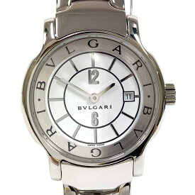 N【中古】【BVLGARI】ブルガリ　ソロテンポ　クォーツ時計　ST29S　ステンレス　シルバーカラー×ホワイト文字盤　デイト表示　本体のみ　レディース　ブランド時計　3か月保証　特別価格　送料無料　 那須塩原店★3100212-12n