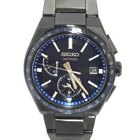 N【中古】【SEIKO】セイコー　アストロン　ネクスタ―　ソーラー電波腕時計　SBX041　ブラックカラー×ブラックベゼル×ブラック・ブルー文字盤　稼働品　腕回り約21cm　チタン　外箱/箱付属　現状販売　ブランド時計　3か月保証　質屋かんてい局那須塩原店　3100017-280n