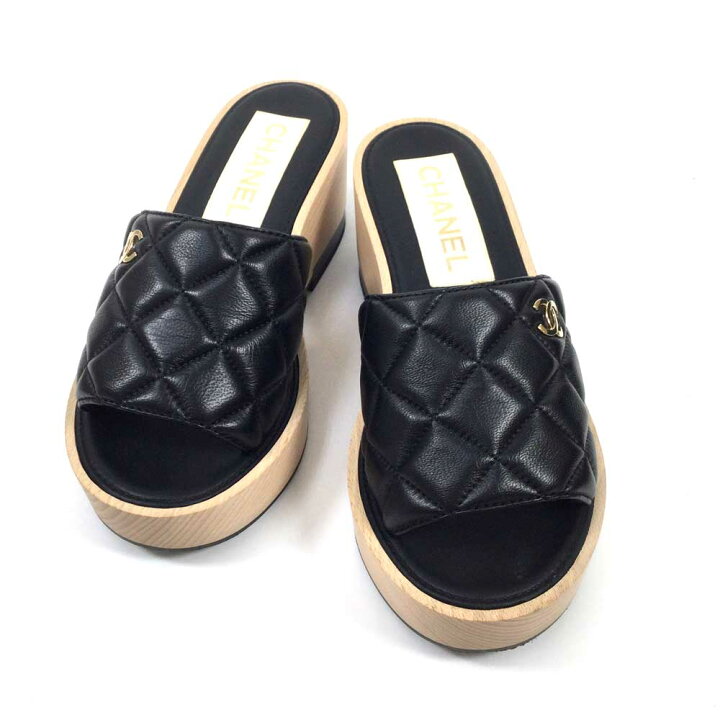 楽天市場】N 【中古】【CHANEL】シャネル マトラッセミュールサンダル 