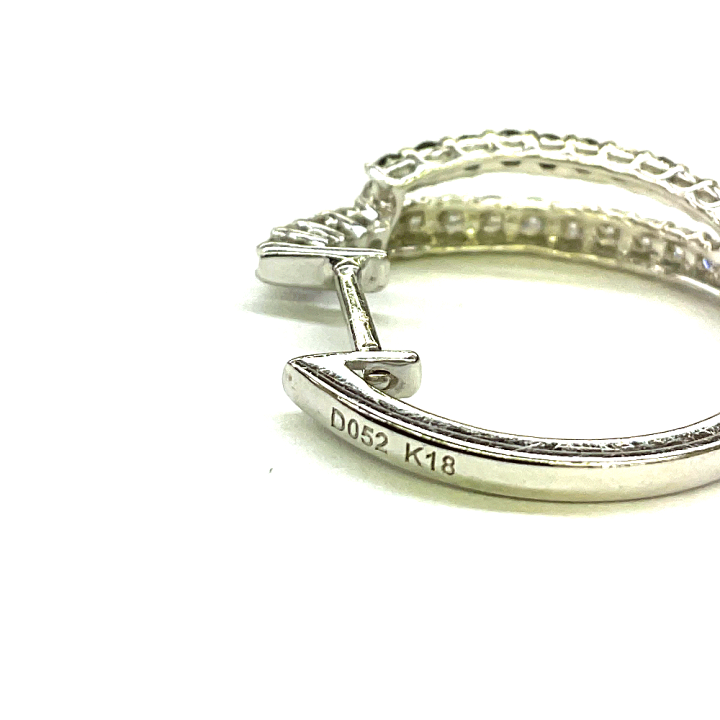 K18 WG 約3.5g ピアス ダイヤモンド フープピアス