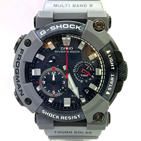 N【中古】【CASIO】カシオ　G-SHOCK 　フロッグマン　ロイヤルネイビーコラボ　ソーラー電波時計　GWF-A1000RN-8AJR　グレーケース×ベゼル/ネイビー文字盤　樹脂×ステンレス　メンズ腕時計 　ブランド時計　20気圧防水　腕時計 質屋かんてい局那須塩原店R252055