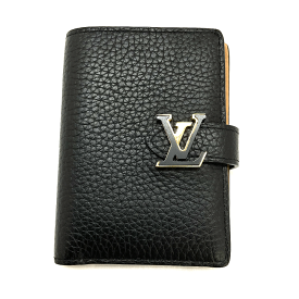 N【中古】【LOUIS VUITTON】ルイヴィトン　ヴェルティカルウオレットコンパクト　M81561　RFID　カプシーヌ　トリヨンレザー　ノワール×ベージュ　ブランド財布 　お財布　レディース財布　質屋かんてい局那須塩原店★R2502103