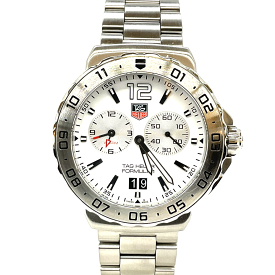 N【中古】【TAG-HEUER】 タグホイヤー フォーミュラ1アラームデイト　クオーツ時計　WAU111B　 ステンレス　シルバーカラー×ホワイト文字盤 　メンズウオッチ　ブランド 腕時計　200M防水 質屋かんてい局那須塩原店★ R2402674