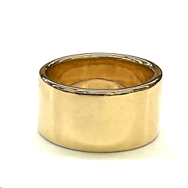 N 【中古】【K14】平打ちリング　約19.5号　重量約18.7g　イエローゴールド　金　最大幅約12mm　レディース　メンズリング　シンプル　アクセサリー　幅広リング　指輪　本体のみ　質屋かんてい局那須塩原店★R2500328n