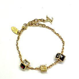 N【中古】【LOUIS VUITTON】ルイヴィトン　ブラスレ・ギャンブル　M75416　腕回り約15.5～20cm　金メッキ　ゴールドカラー　カラーストーン　ブレスレット　ブランドアクセサリー　質屋かんてい局那須塩原店★3103547-30n