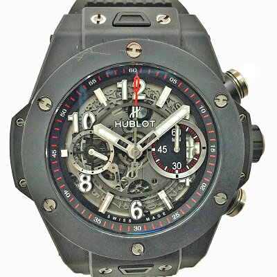 T【HUBLOT】ビッグバンウニコ・ブラックマジック411.CI.1170.RXメンズ時計自動巻ラバーベルト文字盤シルバー系スケルトンダイヤルブラックセラミック100m防水現状販売品ギャラ有り【ウブロ】【大特価価格】【かんてい局宇都宮戸祭店】21-1881t