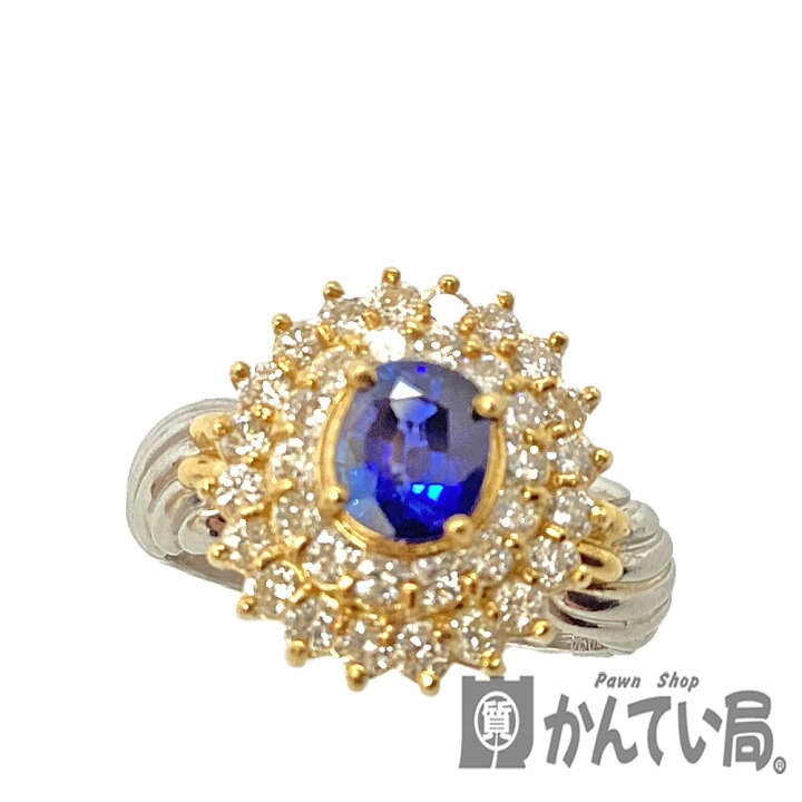 楽天市場】T【K18Pt900】サファイアリング ブルーサファイア ダイヤ 