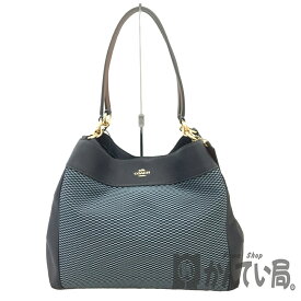 T【COACH】 F27575　ショルダーバッグ　ブルーマルチ　キャンバスxレザー　レディースバッグ　布袋付　美品　中古【コーチ】【大特価価格】【かんてい局宇都宮戸祭店】31004329317-6t-tk