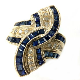 K　ブルーサファイアリング　ダイヤ　K18　750　金　約7.7g　送料込　お買い得　特別価格　約11.5号　0.25ct　2.90ct　アクセサリー　宝石　女性　レディース　ファッションリング　ノンブランド　ラグジュアリー　中古　質屋かんてい局　鹿沼店　31031599310-638k