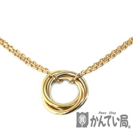 T【CARTIER】トリニティネックレス　CRB7218200　750　K18　ゴールド　総重量4.6g　約40cm 2連チェーンネックレス　ペンダント　ジュエリー　アクセサリー　レディース　中古【カルティエ】【質屋かんてい局宇都宮戸祭店】31034609317-3t-h