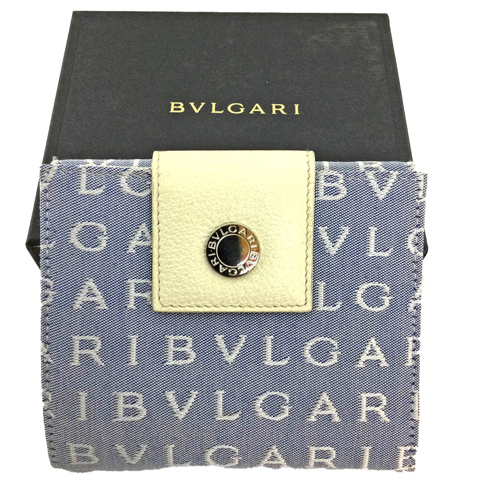 楽天市場】T【BVLGARI】ブルガリ 二つ折り財布 ライトブルー レザー