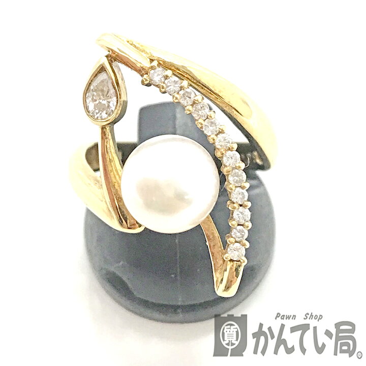 楽天市場】U【中古】【K18】 パールリング 11.5号 K18 D0.29ct パール 