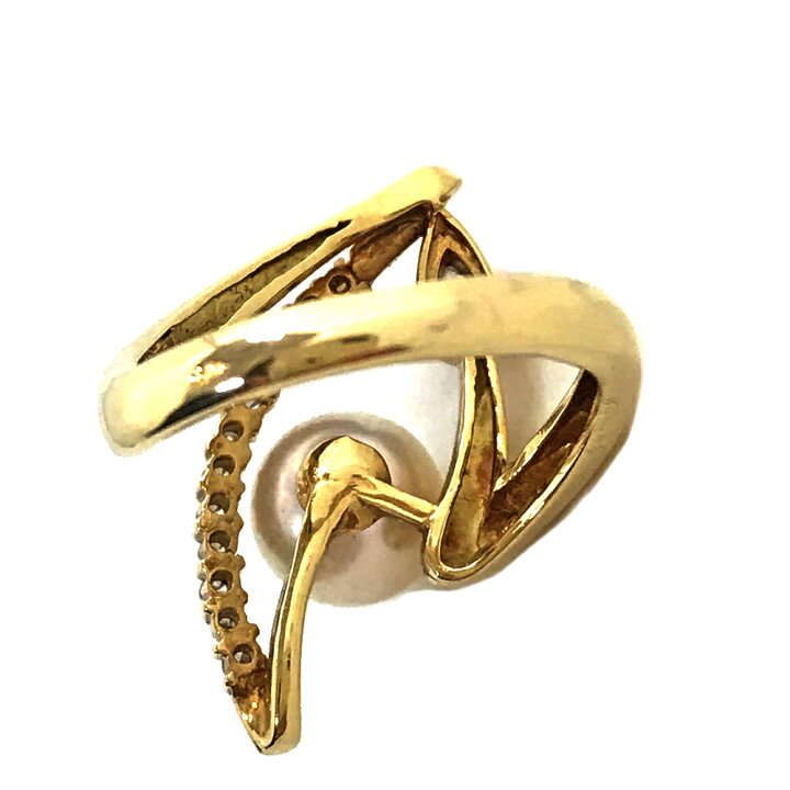 楽天市場】U【中古】【K18】 パールリング 11.5号 K18 D0.29ct パール 
