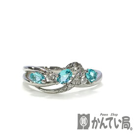 U【中古】【Pt900】パライバトルマリンリング　Pt900　約14号　トルマリン　0.29ct　ダイヤモンド　D0.08ct プラチナ　指輪　リング　3.8g　現状販売【大特価価格】【かんてい局宇都宮店】31031739315-170u-r