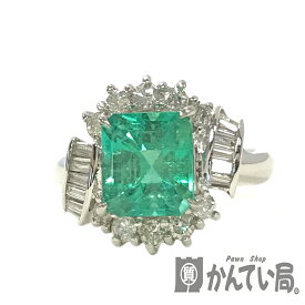 U【中古】【Pt900】エメラルドリング　Pt900　11号　エメラルド　E2.43ct　ダイヤモンド　D0.60ct 　プラチナ　指輪　リング　9.2g　現状販売【大特価価格】【かんてい局宇都宮店】31031739315-223u-r