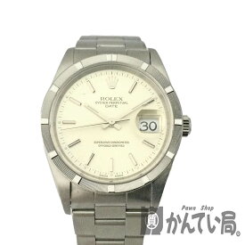 T【ROLEX】オイスターパーペチュアル・デイト　15210　Y番　2002年頃製造　自動巻　シルバー文字盤　ステンレス　メンズ 　腕時計　シンプル　本体のみ　タイミング調整済　仕上済　ビジネス　普段使い　中古【ロレックス】【かんてい局宇都宮戸祭店】31000040317-10t