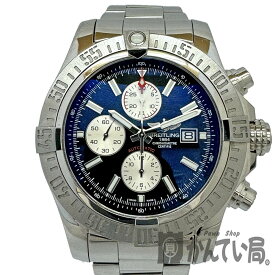 T【BREITLING】スーパーアベンジャー2　A133711 ブラック文字盤 　ステンレス　クロノグラフ　3針　300M防水　メンズ腕時計　日付表示　現状販売　外箱有　ギャラ有　人気　カッコイイ　送料込み　中古【ブライトリング】【質屋かんてい局宇都宮戸祭店】31000129310-11th