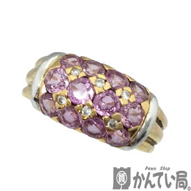 K　ピンクサファイアリング　ピンク　サファイア　ダイヤ　Pt900　K18　コンビ　約16.5号　S2.95ct　指輪　リング　アクセサリー　レディース　送料込　お買い得　特別価格　ラグジュアリー　中古　質屋かんてい局　鹿沼店　31031789310-68k