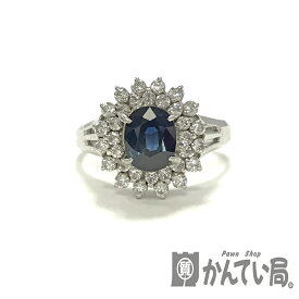 U【中古】【Pt900】 サファイアリング　S1.01ct　D0.47ct　約11号　5.4g　鑑別書有　一粒　ブルー　プラチナ　指輪【大特価価格】【かんてい局宇都宮店】31031739315-185u-b