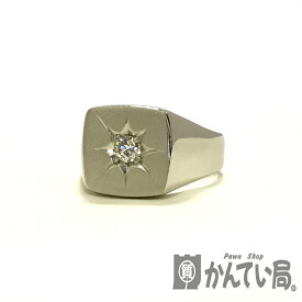 U【中古】【Pm850】ダイヤ付き印台リング　約20号　D0.20ct　16.0g　磨き仕上げ済み　マット　Pt　プラチナ　ダイヤモンド　ユニセックス　男女兼用　指輪【大特価価格】【かんてい局宇都宮店】31031739315-61u-b