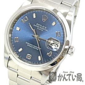 U【中古】【ROLEX】【ロレックス】オイスターパーペチュアルデイト　15200　SS 　ブルー文字番　ステンレス　A番　自動巻　オーバーホール済　外装仕上げ済　ギャラ有【かんてい局宇都宮店】31000049315-154u