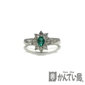 U【中古】【Pt900】 エメラルドリング　E0.43ct　約11号　ソーティング有り　プラチナ　指輪　4.7g【大特価価格】【かんてい局宇都宮店】31031739315-1u-b