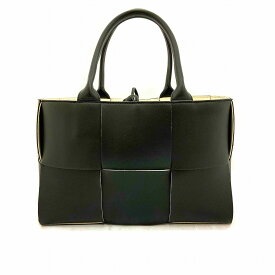 o【BOTTEGA VENETA】スモールアルコトートバッグ　60175　ハンドバッグ　イントレチャート　マキシイントレチャート　レザー ブラック　ホワイト　黒　白 レディース　メンズ 　中古【ボッテガヴェネタ】【かんてい局小山店】31005569318-1o-y