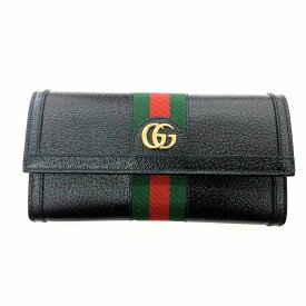 O【中古】【GUCCI】【グッチ】二つ折り長財布　オフディア　レザー　719886　ブラック　長財布　レディース　メンズ　女性　男性　中古【かんてい局小山店】 3101674-1o-fh