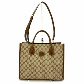 O【GUCCI】GGスモールトートバッグ　659983　トートバッグ　ショルダーバッグ　ブラウン　GGスプリーム　ゴールド金具　キャンパス　レザー　男性　女性　メンズ　レディース　中古　グッチ【質屋かんてい局小山店】 31008829318-4o-y