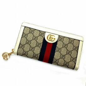 O【GUCCI】【グッチ】ラウンドファスナー長財布　523154　オフディア　ホワイト　GGスプリーム　　長財布　男性　女性　メンズ　レディース　美品【中古】【質屋かんてい局小山店】31015619318-14o-h