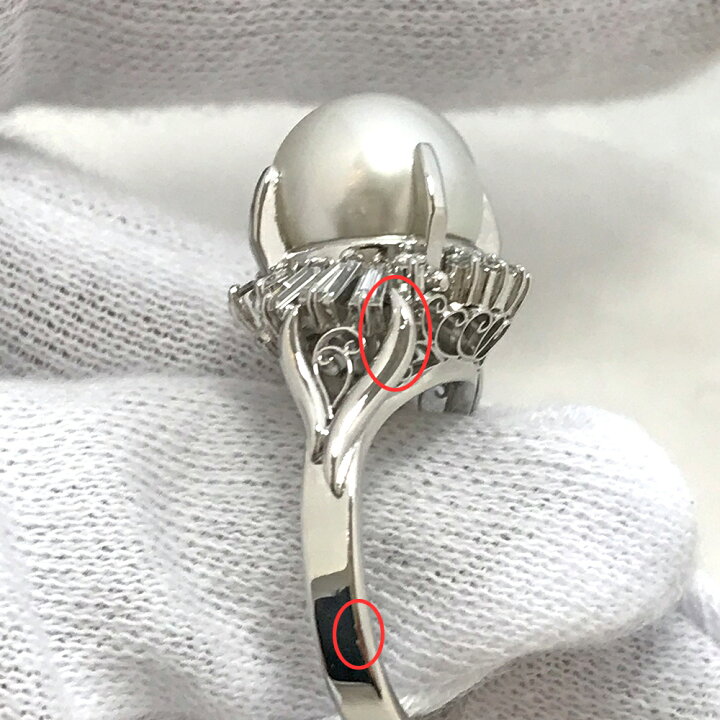 楽天市場】U【中古】【Pt850】パールリング 約12.5号 D0.54ct 約10.9g 