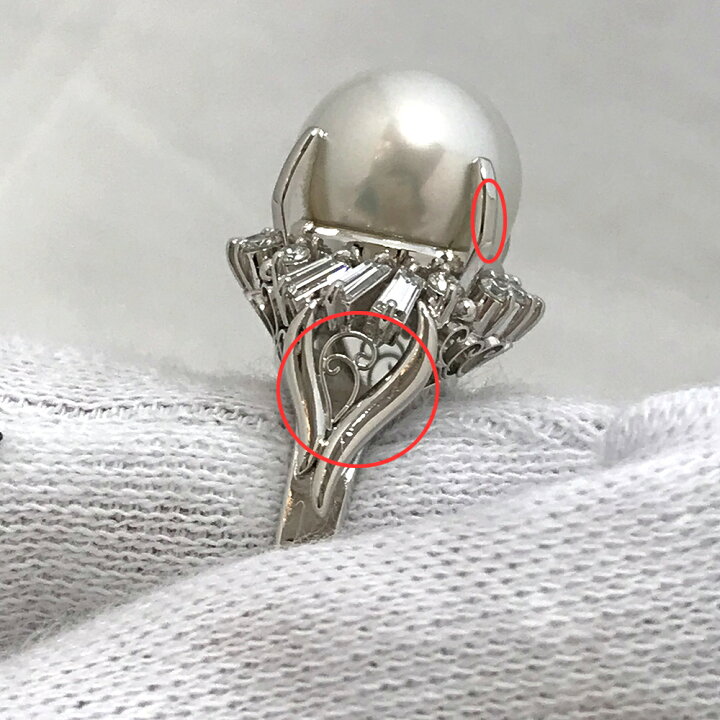 楽天市場】U【中古】【Pt850】パールリング 約12.5号 D0.54ct 約10.9g 