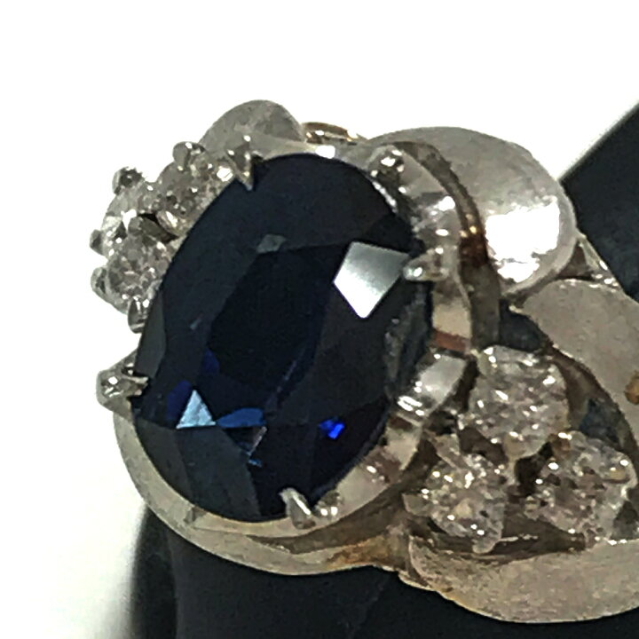 サファイア デザインリング 13号 Pt850 【中古】 
