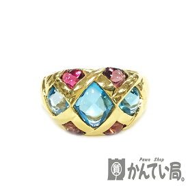 U【中古】【K18】 ガーネット・トパーズリング　約13号　K18　ゴールド　金　指輪　約7.5g　現状販売　デザインリング【大特価価格】【かんてい局宇都宮店】31031599315-271u-r