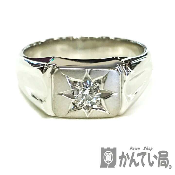 楽天市場】U【中古】【Pt900】ダイヤ付き印台リング 約22号 D0 