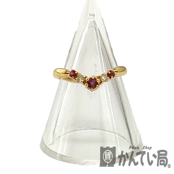 楽天市場】T【K18】色石リング イエローゴールド 赤石 総重量2.0g 約 