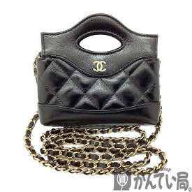 T【CHANEL】チェーンクラッチ　AP3875　シャイニーラムスキン　ブラック　黒　ミニバッグ　ショルダーバッグ　斜め掛け　コンパクト　ギャラ無し　箱有　布袋有　ゴールド金具　AI鑑定済　中古【シャネル】【質屋かんてい局宇都宮戸祭店】S2501575t-h