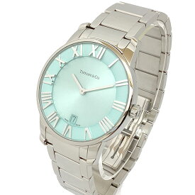 T【TIFFANY＆Co.】アトラス2ハンド　63452769　クオーツ　ケース径約37.5mm ギャラ有　ティファニーブルー文字盤 ステンレス　クオーツ　仕上済　バッテリー交換済　日常生活防水　人気　腕時計　男女兼用　中古【ティファニー】【質屋かんてい局宇都宮戸祭店】S2502166t-h
