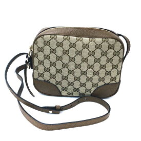 N【中古】【GUCCI】グッチ　ショルダーバッグ　449413　GGキャンバス　ブラウン×ベージュ×ゴールド金具　布袋付属　レディース　クロスボディーバッグ　ブランドバッグ　コンパクト　スクエア　質屋かんてい局那須塩原店★3100430-61n