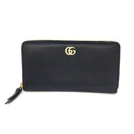 N【中古】【GUCCI】グッチ　ラウンドファスナー長財布　456117　GGマーモントレザー　ブラック×ゴールド金具　ブランド財布　コンパクト　メンズ　レディース　質屋かんてい局那須塩原店★3101561-57